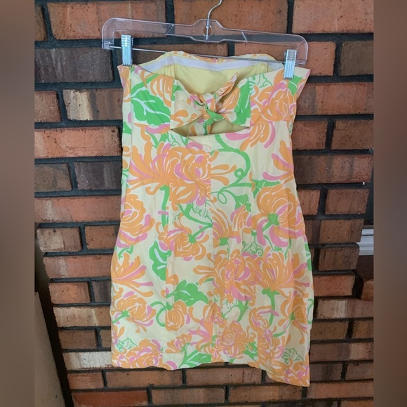 Lilly Pulitzer Strapless Dress in Yellow and Green Floral - Picture 2 of 3